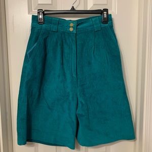 Leather Turquoise Bermuda Shorts
